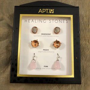 Apt 9 healing stones earrings trio